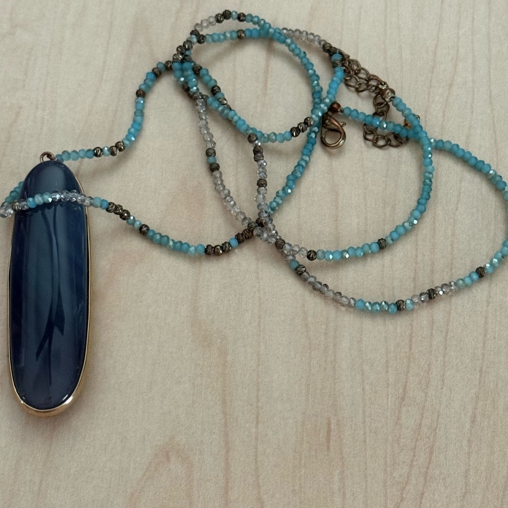 Elegant Blue and Silver Beaded Necklace